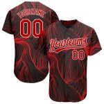Custom 3D Pattern Baseball Jersey - Authentic Black Red White Design Custom Black Red-White 3D Pattern Design Authentic Baseball