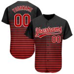 Custom 3D Pattern Baseball Jersey in Black Red White - Authentic Style 5048 Custom Black Red-White 3D Pattern Design Authentic