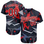 Custom 3D Pattern Baseball Jersey - Black Red White Authentic Style 8270 Custom Black Red-White 3D Pattern Design Authentic