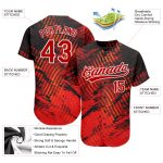 Custom 3D Pattern Authentic Baseball Jersey in Black Red White - Style 8383 Custom Black Red-White 3D Pattern Design Authentic