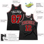 Custom Authentic Basketball Jersey Black Red White Throwback Design Custom Black Red-White Authentic Throwback Basketball