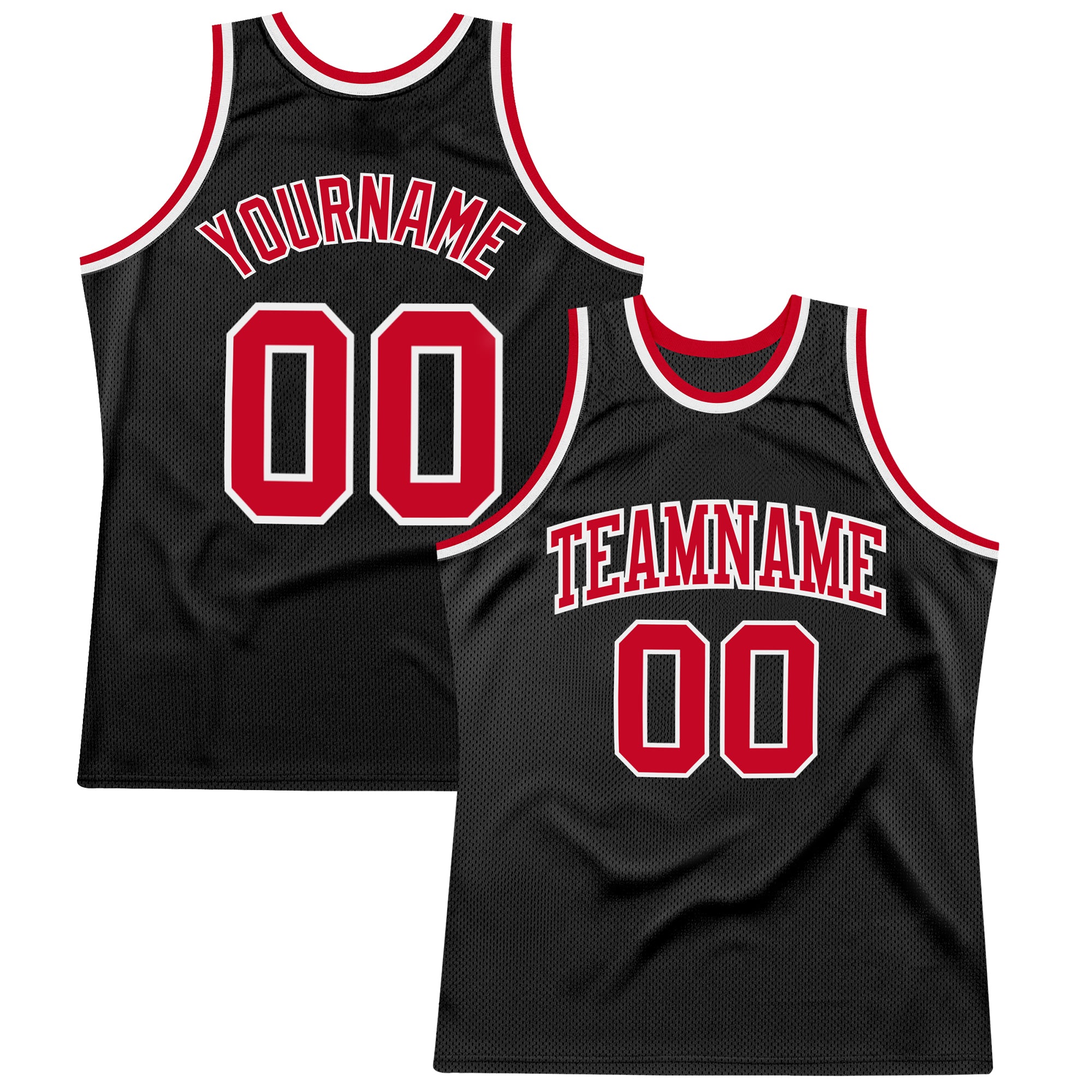 Custom Black Red White Basketball Jersey Authentic Throwback Style 6773 Custom Black Red-White Authentic Throwback Basketball