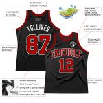 Custom Throwback Basketball Jersey Black Red White Authentic Style 9670 Custom Black Red-White Authentic Throwback Basketball