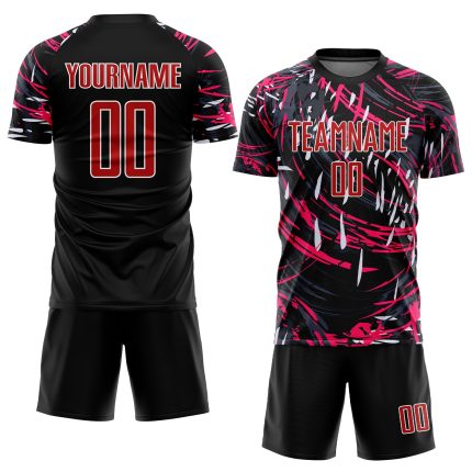 Custom Black Red White Soccer Jersey Sublimation Uniform Style 5115 Custom Black Red-White Sublimation Soccer Uniform Jersey