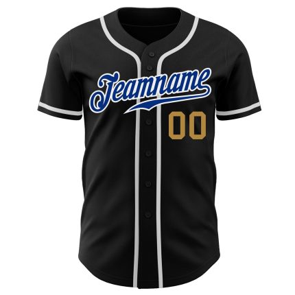Black Royal-Old Gold Authentic Baseball Jersey Custom Style 7530 - Personalized Jersey for Fans Custom Black Royal-Old Gold
