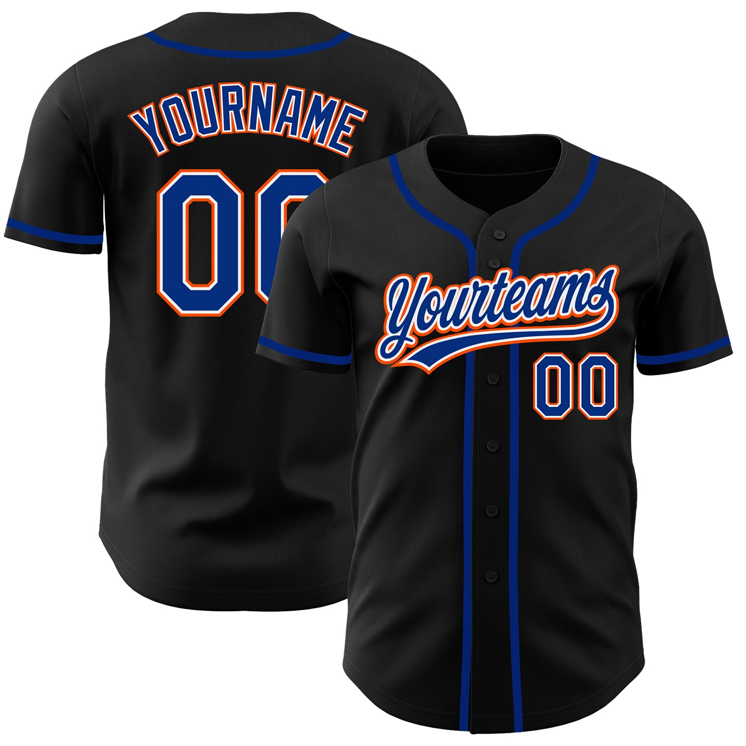 Black Royal-Orange Custom Authentic Baseball Jersey for Men and Women Custom Black Royal-Orange Authentic Baseball Jersey