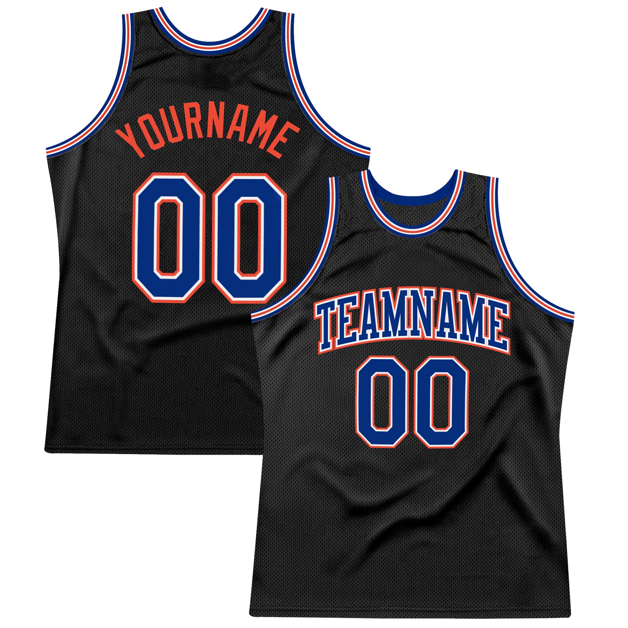 Custom Black Orange Basketball Jersey - Authentic Throwback Design Custom Black Royal-Orange Authentic Throwback Basketball