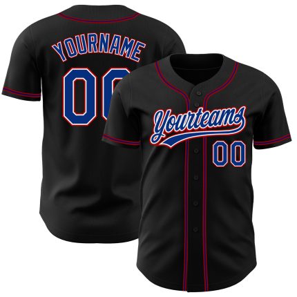 Custom black, royal and red baseball jersey