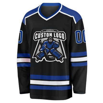 Custom Black Royal White Hockey Jersey | Personalized Team Apparel Custom Black Royal-White Hockey Jersey