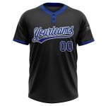 Custom Black Royal-White Unisex Softball Jersey - Two-Button Design, Soft Fabric, Perfect for Teams and Players Custom Black