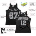 Custom Basketball Jersey - Authentic Black Gray Silver White Throwback Design Custom Black Silver Gray-White Authentic Throwback