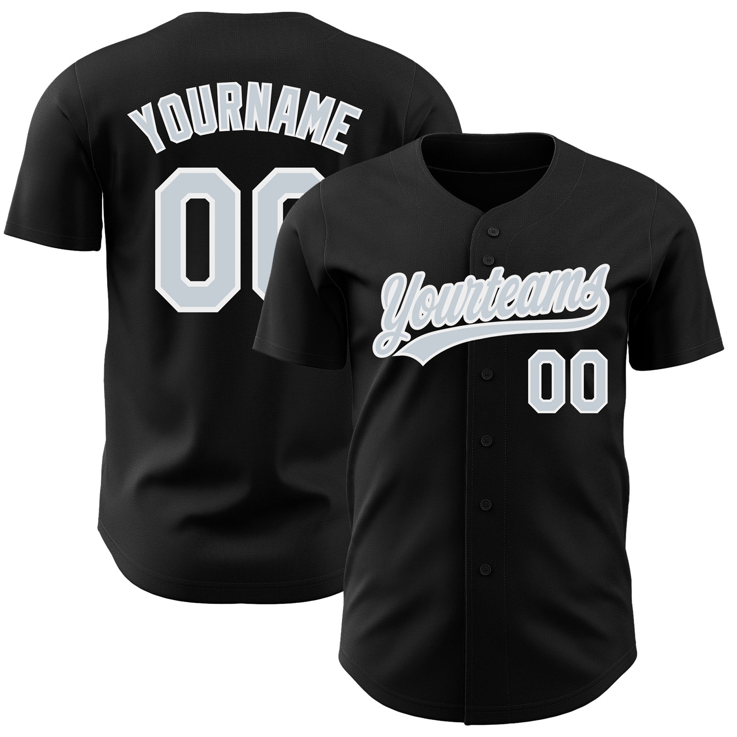 Custom Black Silver White Baseball Jersey - Authentic Design, Perfect for Fans and Players Custom Black Silver-White Authentic