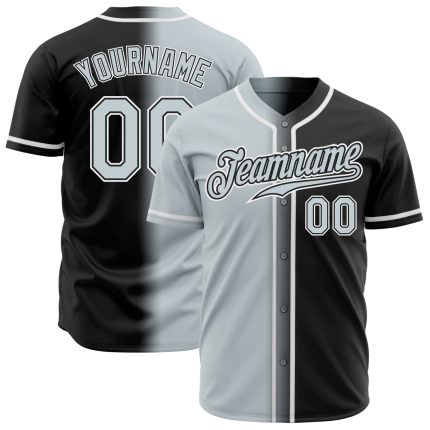 Custom Black Silver White Baseball Jersey - Authentic Fade Style Fashion Top Custom Black Silver-White Authentic Fade Fashion