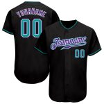 Custom Teal-Purple Baseball Jersey - Authentic Black Design for Fans Custom Black Teal-Purple Authentic Baseball Jersey