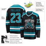 Personalized Black Teal White Hockey Jersey for Custom Team Apparel Custom Black Teal-White Hockey Jersey