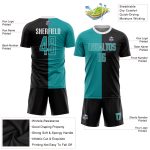 Custom Split Fashion Soccer Jersey - Black Teal-White Sublimation Uniform Custom Black Teal-White Sublimation Split Fashion