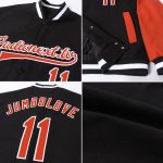 Black Texas Orange White Two Tone Bomber Varsity Letterman Full-Snap Jacket Custom Black Texas Orange-White Bomber Full-Snap