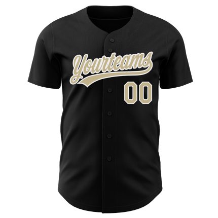 Custom Black Vegas Gold White Baseball Jersey - Authentic Athletic Apparel Custom Black Vegas Gold-White Authentic Baseball