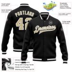 Custom Black Vegas Gold White Varsity Jacket Full-Snap Letterman Bomber Custom Black Vegas Gold-White Bomber Full-Snap Varsity