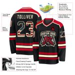 Custom Black Vintage USA Flag Hockey Jersey Cream-Red Unisex Design Custom Black Vintage USA Flag Cream-Red Hockey Jersey