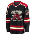 Custom Black Vintage USA Flag Hockey Jersey Cream-Red Unisex Design Custom Black Vintage USA Flag Cream-Red Hockey Jersey