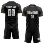 Black White Camo Soccer Jersey Sublimation Custom Uniform for Teams Custom Black White-Camo Sublimation Soccer Uniform Jersey