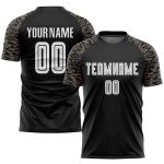 Black White Camo Soccer Jersey Sublimation Custom Uniform for Teams Custom Black White-Camo Sublimation Soccer Uniform Jersey