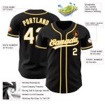 Black White Gold Authentic Custom Baseball Jersey for Men and Women Custom Black White-Gold Authentic Baseball Jersey