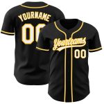 Black White Gold Authentic Custom Baseball Jersey for Men and Women Custom Black White-Gold Authentic Baseball Jersey