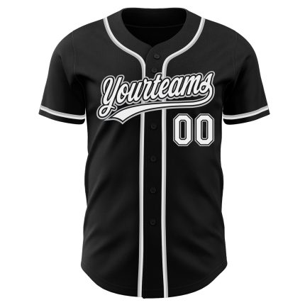 Custom Authentic Black White Gray Baseball Jersey for Men and Women Custom Black White-Gray Authentic Baseball Jersey