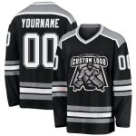Custom Black White Gray Hockey Jersey for Men, Women, Kids - Personalized Sports Apparel Custom Black White-Gray Hockey Jersey