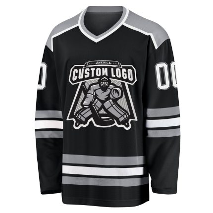 Custom Black White Gray Hockey Jersey for Men, Women, Kids - Personalized Sports Apparel Custom Black White-Gray Hockey Jersey