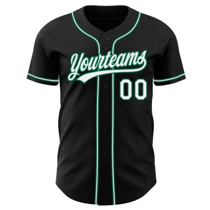 Personalized Black and White Kelly Green Baseball Jersey for Authentic Style Custom Black White-Kelly Green Authentic Baseball