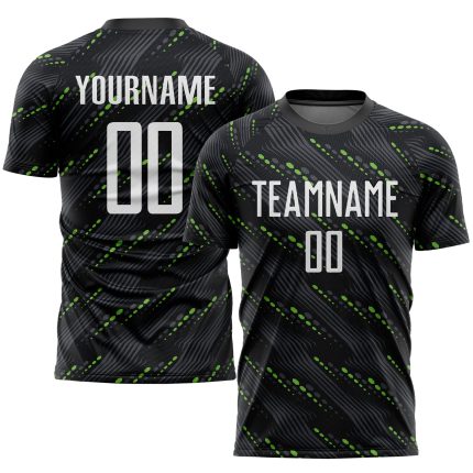 Black White Kelly Green Custom Sublimation Soccer Uniform Jersey Custom Black White-Kelly Green Sublimation Soccer Uniform