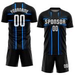 Custom Soccer Jersey Black White Light Blue Sublimation Uniform Custom Black White-Light Blue Sublimation Soccer Uniform
