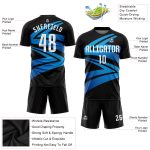Custom Sublimation Soccer Uniform Jersey Black White Light Blue Style 9918 Custom Black White-Light Blue Sublimation Soccer