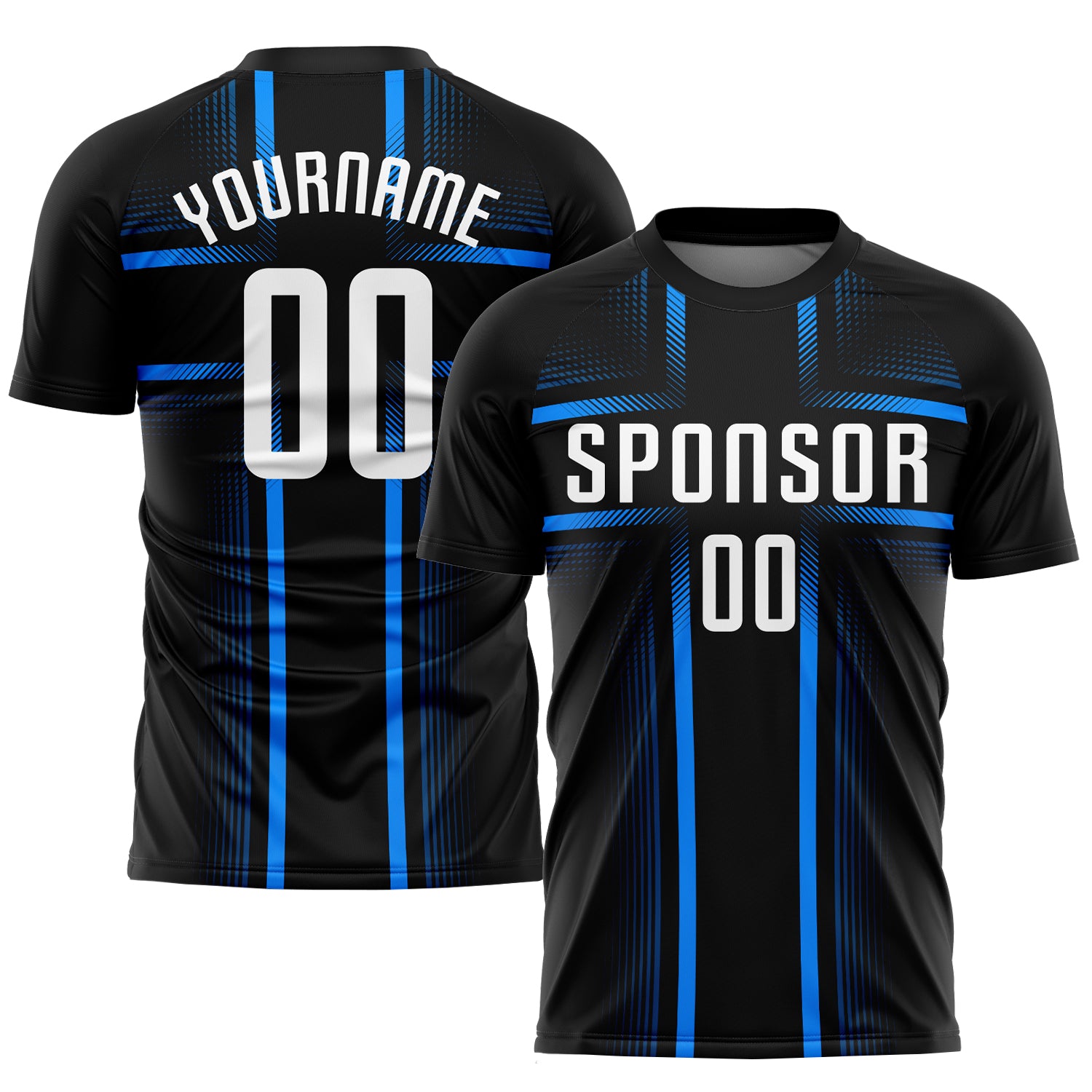 Custom Black White-Light Blue Sublimation Soccer Uniform Jersey Custom Soccer Jersey Black White Light Blue Sublimation Uniform Custom Black White-Light Blue Sublimation Soccer Uniform
