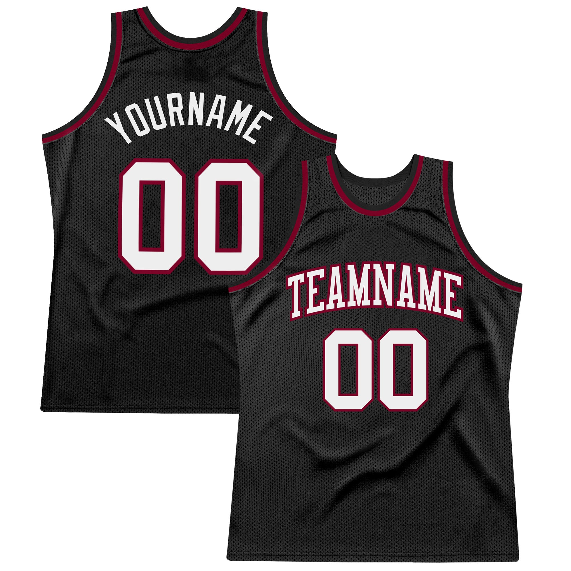 Custom Authentic Basketball Jersey Black White Maroon Throwback Style Custom Black White-Maroon Authentic Throwback Basketball