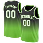 Custom Black White Neon Green Fade Basketball Jersey - Authentic Fashion Apparel Custom Black White-Neon Green Authentic