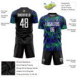 Custom Neon Green Black White Soccer Uniform Jersey for Sublimation Style 6411 Custom Black White-Neon Green Sublimation