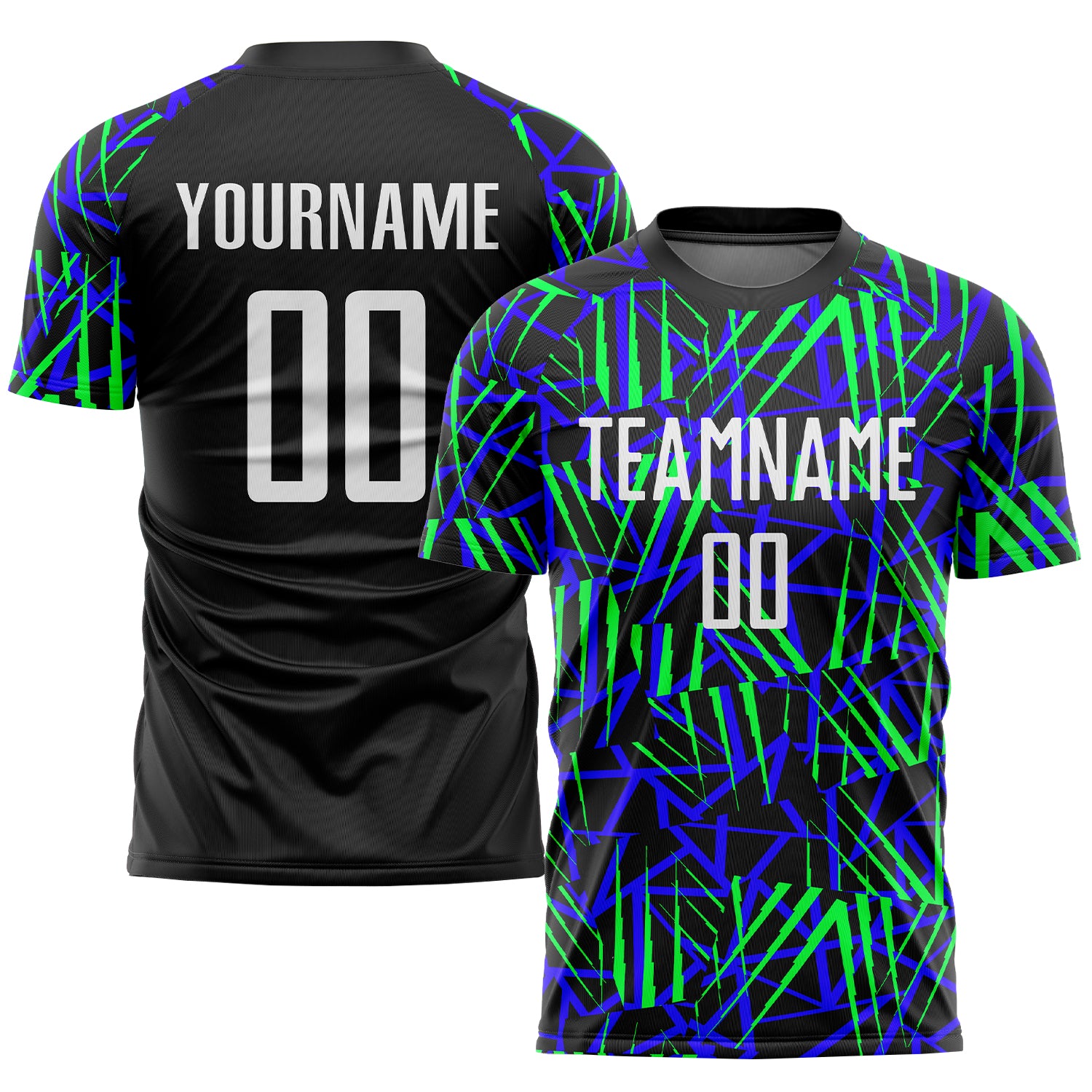 Custom Neon Green Black White Soccer Uniform Jersey for Sublimation Style 6411 Custom Black White-Neon Green Sublimation
