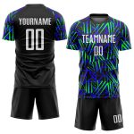 Custom Neon Green Black White Soccer Uniform Jersey for Sublimation Style 6411 Custom Black White-Neon Green Sublimation