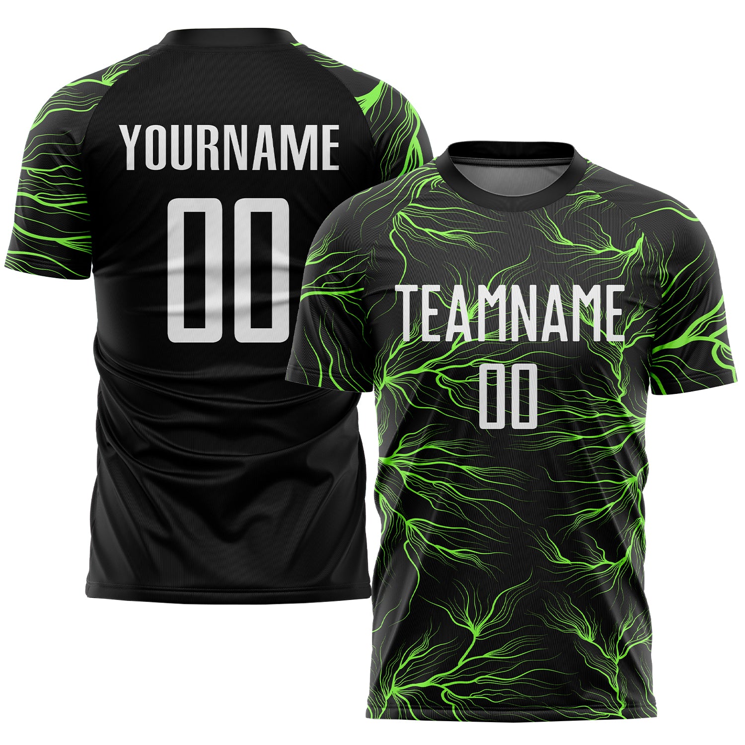 Neon Green Custom Black White Soccer Jersey Sublimation Uniform Style 9282 Custom Black White-Neon Green Sublimation Soccer
