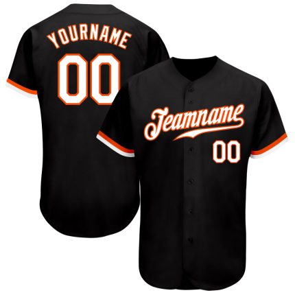 Custom Black Orange White Authentic Baseball Jersey - Style 6436 Custom Black White-Orange Authentic Baseball Jersey Style
