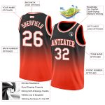 Custom Black and White Orange Fade Basketball Jersey, Authentic Fashion Sportswear Custom Black White-Orange Authentic Fade