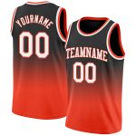 Custom Black and White Orange Fade Basketball Jersey, Authentic Fashion Sportswear Custom Black White-Orange Authentic Fade