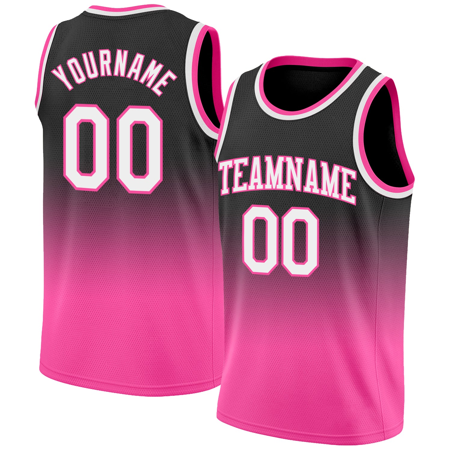 Custom Black White Pink Basketball Jersey | Authentic Fade Fashion Design Custom Black White-Pink Authentic Fade Fashion