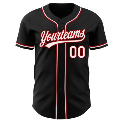Custom Authentic Baseball Jersey in Black, White, and Red - Personalized Sportswear Custom Black White-Red Authentic Baseball