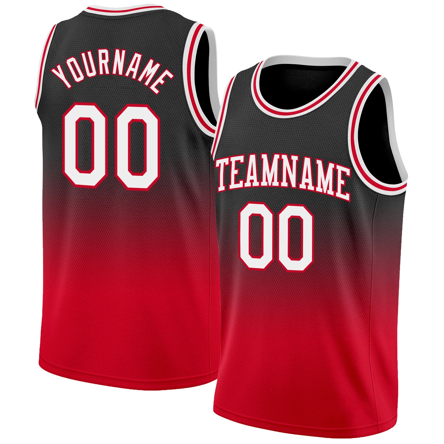 Custom Black White-Red Authentic Fade Fashion Basketball Jersey Custom Basketball Jersey - Authentic Fade Design in Black, White, and Red Custom Black White-Red Authentic Fade Fashion Basketball