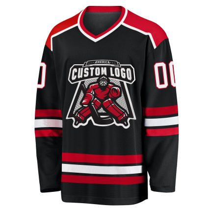 Custom Black Red White Hockey Jersey - Personalized Ice Sportswear Custom Black White-Red Hockey Jersey